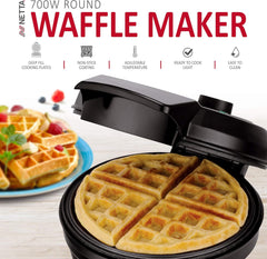 Waffle Maker Iron Machine - Deep Fill Non-Stick Coating Cooking Plates, Adjustable Temperature Control, Belgian American round Waffle Iron - 700W