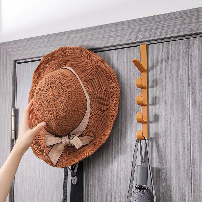 6 Hooks Hat Holder L Shaped Baseball Cap Storage Rack Wall Mount Hat Belt Organizer Hooks