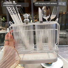 Wall Mounted Kitchen Cutlery Organizer Light Luxury Chopstick Spoon Holder Stainless Steel Utensil Drying Rack