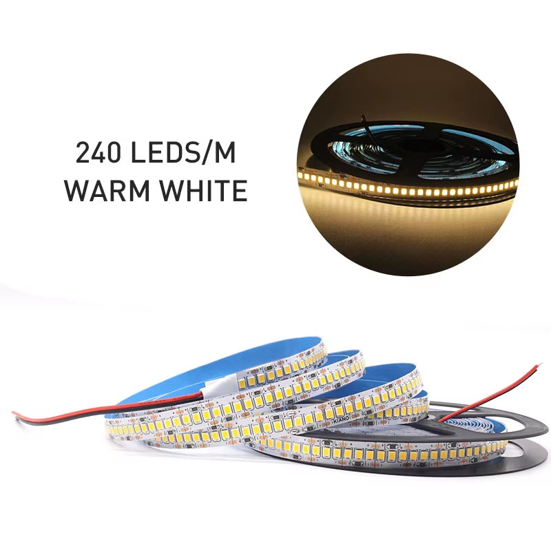 12V LED Strip SMD 2835 1M 2M 3M 4M 5M LED Stripe Tape Light 120LED/M 240LED/M Warm White Flexible Strip Ribbon Home Decor Light