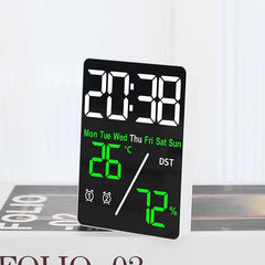 Multifunctional Large Screen Digital Alarm Clock Humidity Display Brightness Adjustment Charging Desktop Clock Home Office Decor