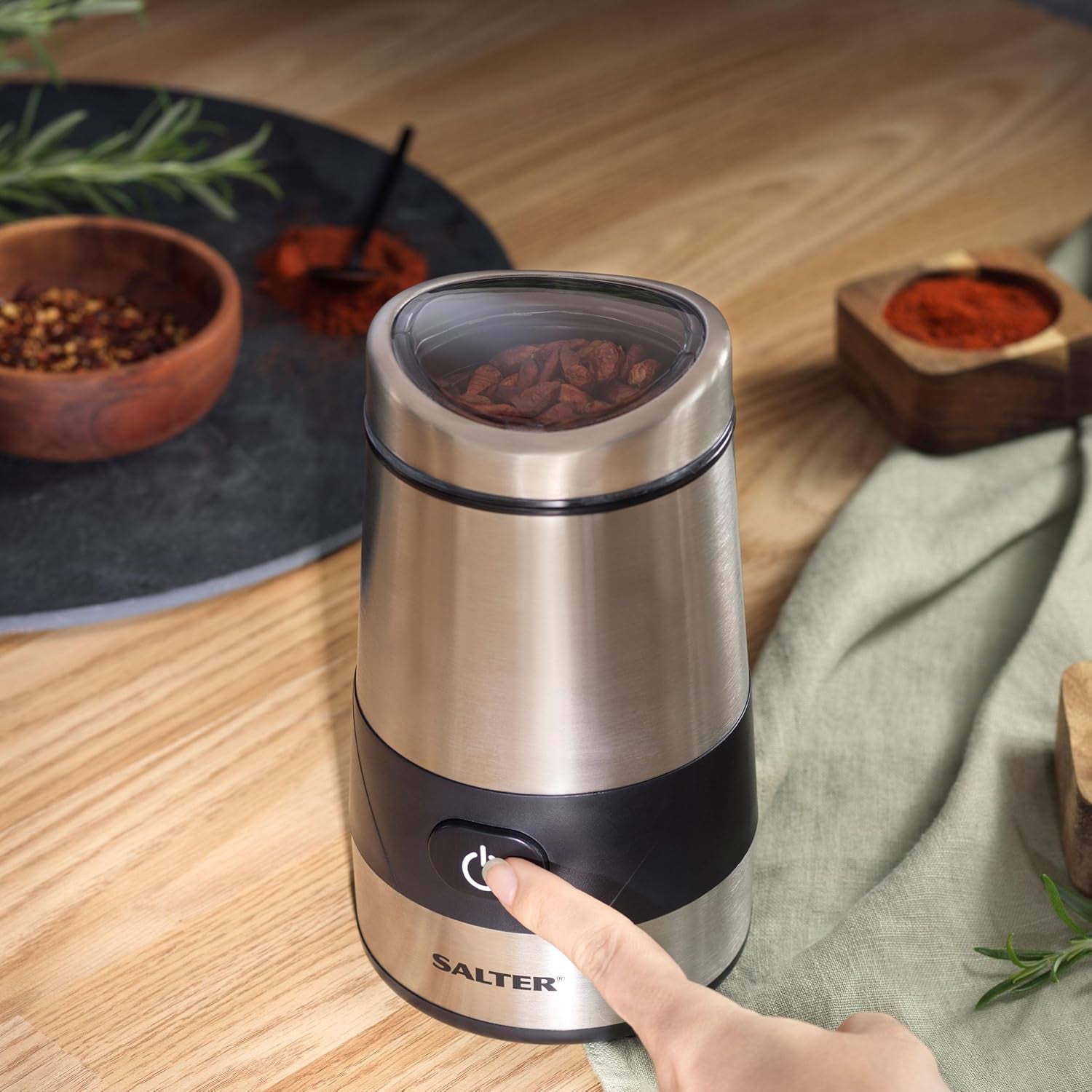 EK2311 Electric Coffee & Spice Grinder – Stainless Steel Blade, 60G Coffee Bean/Dry Herb Mill, One-Touch Operation, Fast Grinding Machine for Nuts, Seeds, Transparent Lid, Multipurpose, 200W