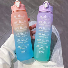 750Ml Sports Water Bottle High Temperature Resistant Graduated Straw Cup Rainbow Frosted Progressive Color Water Cup Plastic Cup