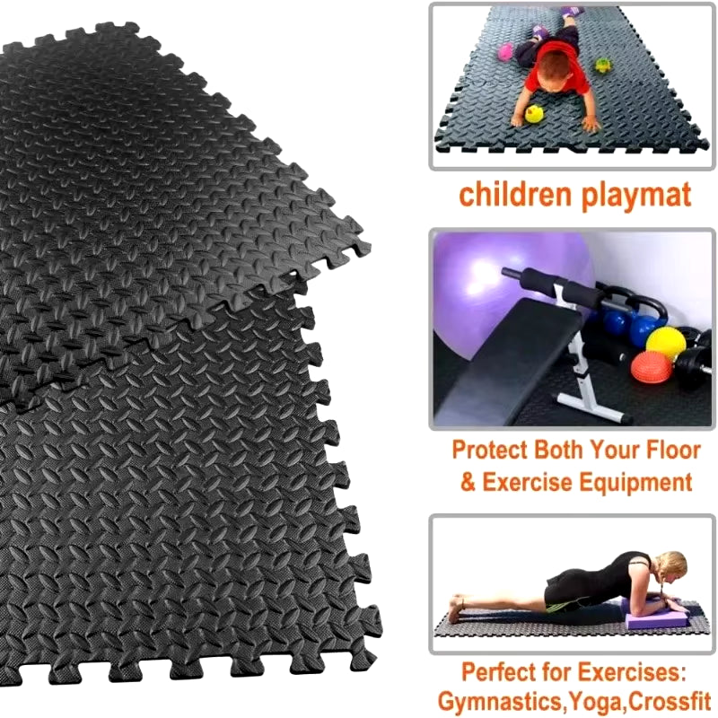 1-16PCS 30*30Cm Sports Gym Protection EVA Leaf Grain Floor Mats Yoga Fitness Non-Slip Splicing Rugs Thicken Shock Room Workout