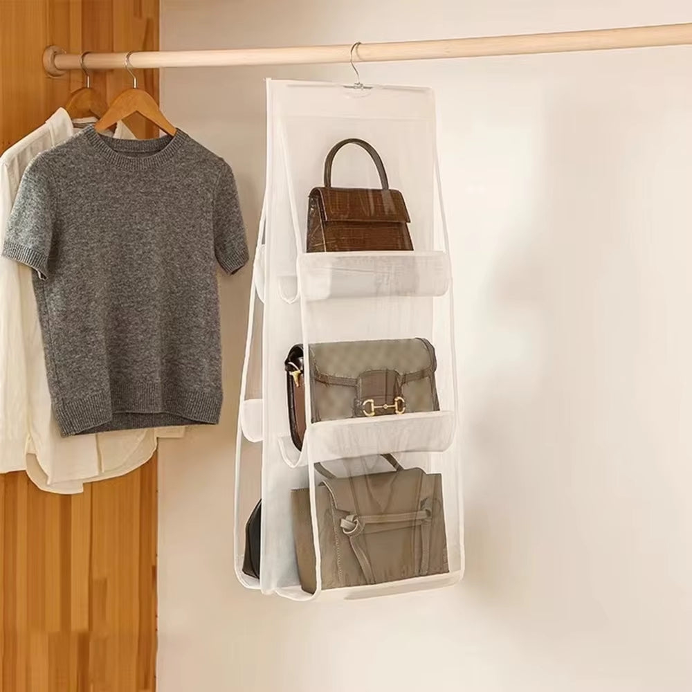 1PC Bag Storage Bag Hanging Bag Hanging 8-Sided Transparent Storage Bag Bedroom Closet Dust Bag Foldable