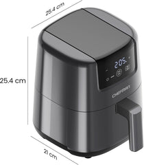 2L Mini Air Fryer – Digital Space-Saving Compact Air Fryer with Nonstick and Dishwasher Safe Basket, Quick & Easy Meals in Minutes, Features Digital Timer and Shake Reminder – Grey