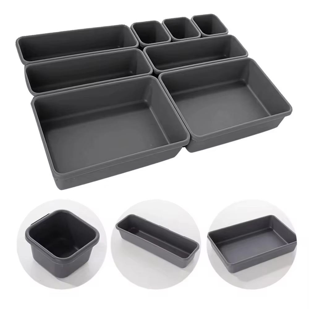 8-Piece Adjustable Drawer Organizer Set, Trays for Makeup, Cosmetics, Sundries, Kitchen, Bathroom, Closet, and Jewelry