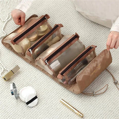 Trousse de maquillage portable polyvalente 4 en 1 : trousses de maquillage détachables de grande capacité pour les voyages