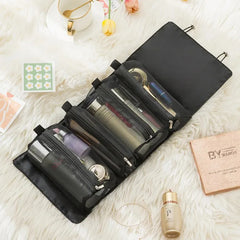 Trousse de maquillage portable polyvalente 4 en 1 : trousses de maquillage détachables de grande capacité pour les voyages