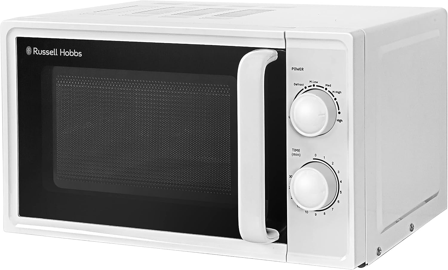 17L Small Microwave White Manual Textures 700W with 5 Power Levels & 30 Min Timer, Defrost Function & Easy Clean, RHM1725