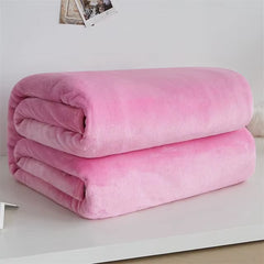 230GSM Coral Fleece Flannel Blankets for Beds Solid Blue Pink Soft Warm Thin Bedspread Sofa Cover Faux Fur Plaid Blanket