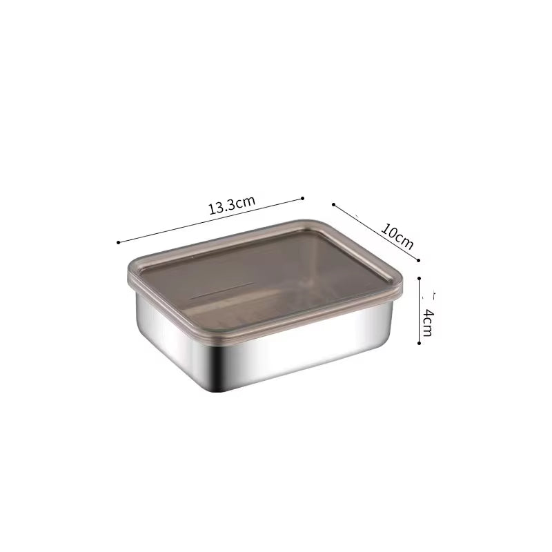 Stainless Steel Refrigerator Meat Storage Box Food Storage Containers with Lid Refrigerator Organizer Container Kitchen Storage