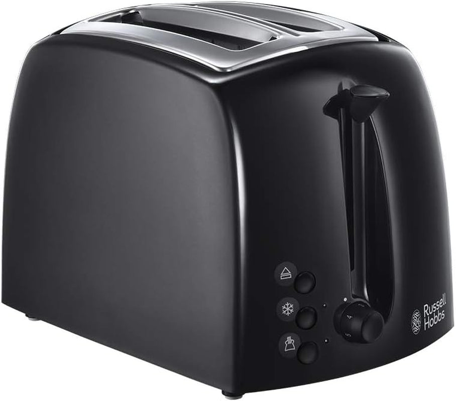 Textures 2 Slice Toaster (Extra Wide Slots, 6 Browning Levels, Frozen, Cancel & Reheat Function with Indicator Lights, Removable Crumb Tray, 850W, Black Matt & High Gloss Finish) 21641