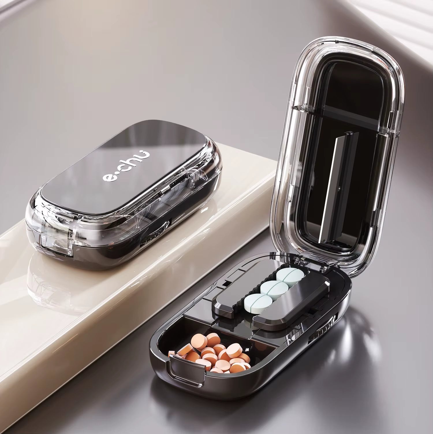 Newest Quartering Pill Cutter Storage Box Portable Drug Tablet Medicine Dustproof Divider Organizer Crusher Pill Cutter