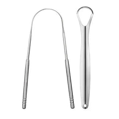 1/2 Pcs Reusable Stainless Steel Useful Tongue Scraper Cleaner Fresh Breath Cleaning Coated Tongue Oral Hygiene Care Tools