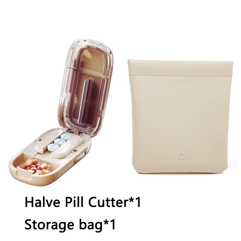 Newest Quartering Pill Cutter Storage Box Portable Drug Tablet Medicine Dustproof Divider Organizer Crusher Pill Cutter