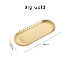 Stainless Steel Gold Dining Plate Dessert Plate Nut Fruit Cake Tray Snack Kitchen Plate Western Steak Kitchen Plate Dish