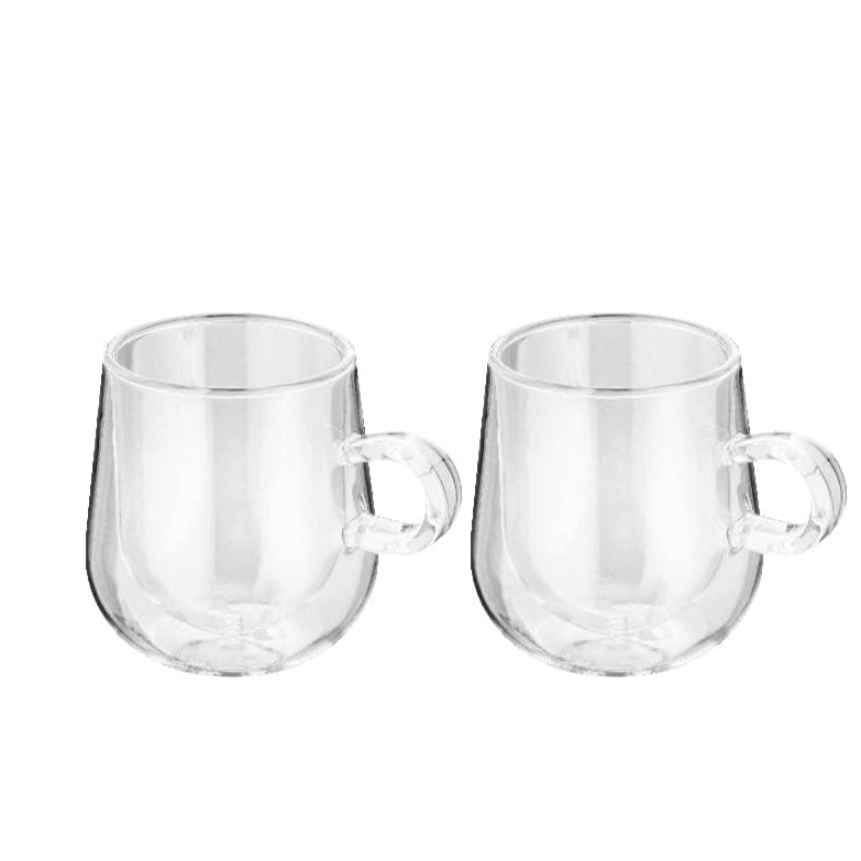 Double Walled Glass Coffee Cups, Set of 2, 275Ml - Vacuum Insulated, Handcrafted Artisan