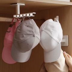 6 Hooks Hat Holder L Shaped Baseball Cap Storage Rack Wall Mount Hat Belt Organizer Hooks