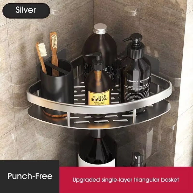 Luxury Bathroom Shelves without Drilling Rustproof Aluminum Shower Wall Shelf Shampoo Towel Holder Bathroom Organizer Accessorie