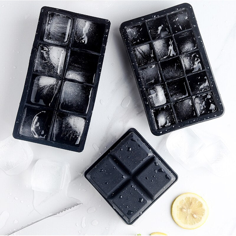 Large Food Grade Silicone Ice Cube Tray Mold: 4/6/8/15 Grid Big Ice Tray