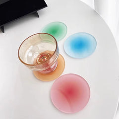 Ins Colour Gradient Acrylic Coaster Anti-Slip round Cup Pad Dining Table Placemat Cafe Decor Mug Mats