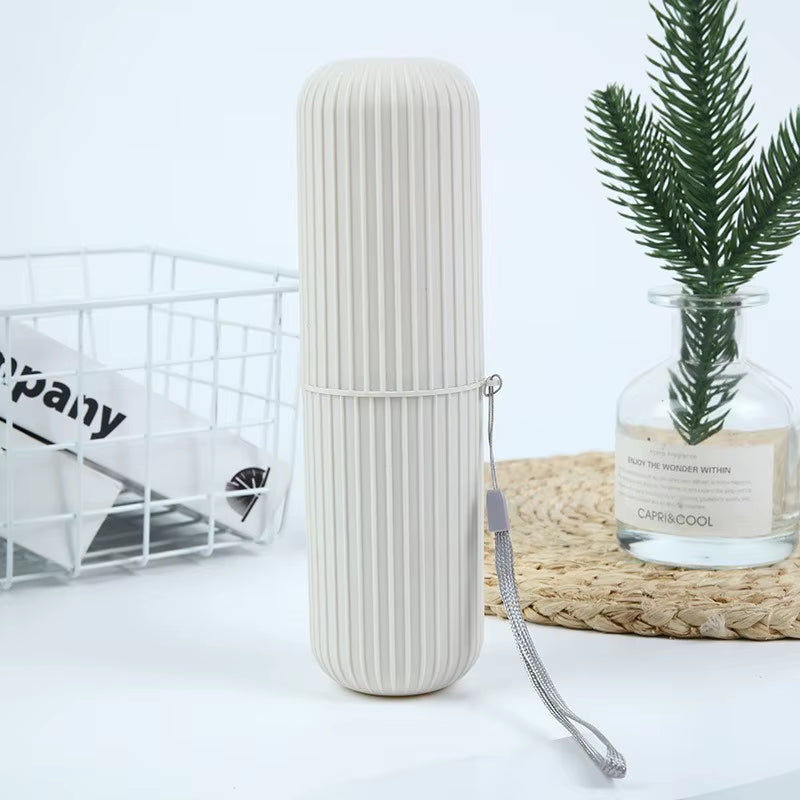 Travel Toothbrush Box Vertical Stripe Portable Mouthwash Cup Brushing Cup Washing Cup Toothware Box Toothpaste Storage Cartridge