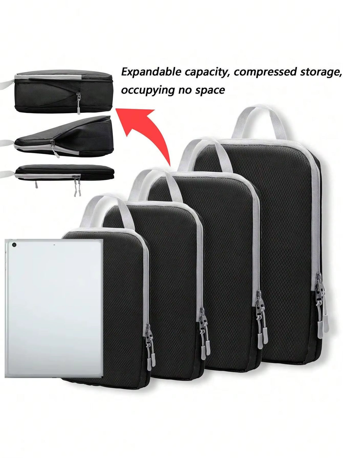 Set/6 Pcs Compressible Packing Travel Storage Bag Cubes Waterproof Suitcase Nylon Portable with Handbag Luggage Organizer