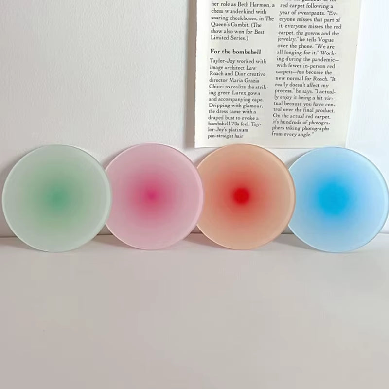 Ins Colour Gradient Acrylic Coaster Anti-Slip round Cup Pad Dining Table Placemat Cafe Decor Mug Mats