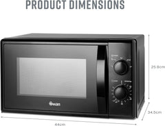 SM4420BLK Manual Microwave with 5 Power Levels, 35 Minute Timer, 700W, 20L, Black