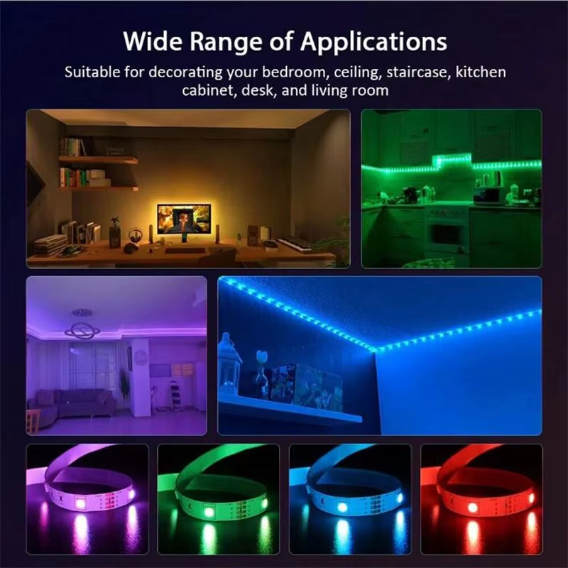 WIFI RGB LED Strip Light 5050 Bluetooth APP Control Led Flexible Diode Decoration for Festival Party TV Desk Bedroom