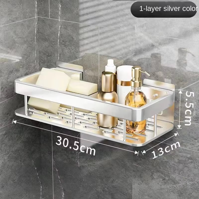 Luxury Bathroom Shelves without Drilling Rustproof Aluminum Shower Wall Shelf Shampoo Towel Holder Bathroom Organizer Accessorie