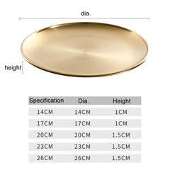 Stainless Steel Metal Dining Disc round Bone Spitting Dish High Quality Shallow Tray Gold Silver Fruit Meat Tableware