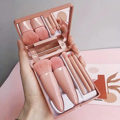 5Pcs Travel Size Makeup Brushes Set Mini Makeup Brushes, Small Complete Function Cosmetic Brushes Kit with Case and Mirror Perfe