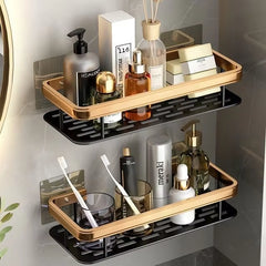 Luxury Bathroom Shelves without Drilling Rustproof Aluminum Shower Wall Shelf Shampoo Towel Holder Bathroom Organizer Accessorie