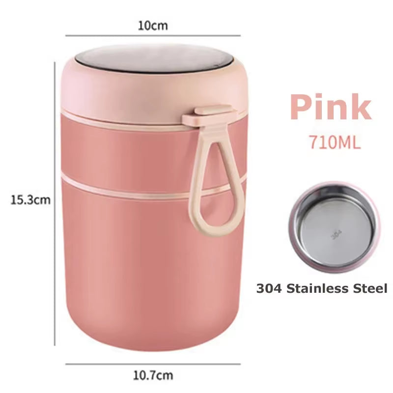 530Ml/710Ml Food Thermal Jar Insulated Soup Cup Thermos Containers Stainless Steel Lunch Box Thermo Keep Hot for School Children