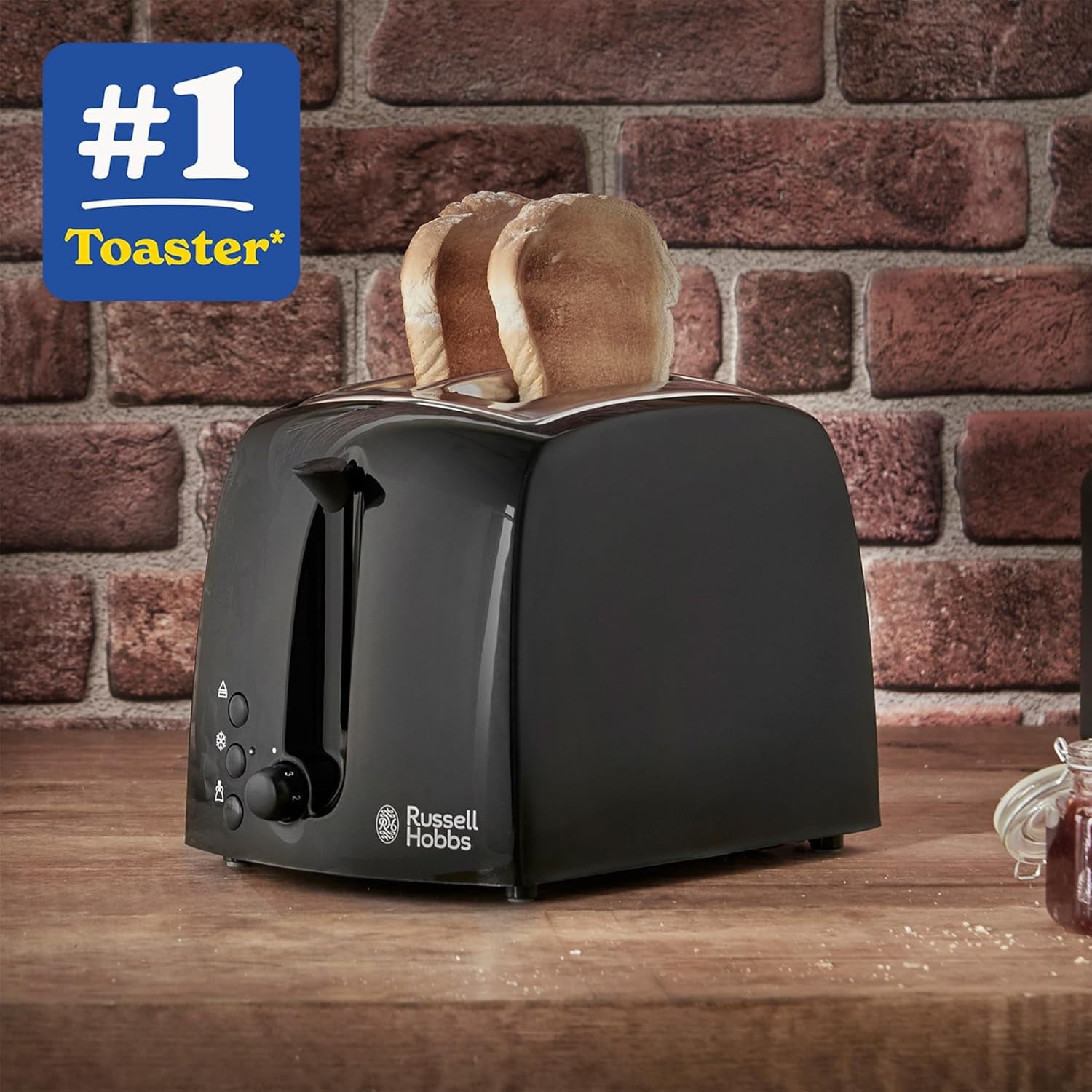 Textures 2 Slice Toaster (Extra Wide Slots, 6 Browning Levels, Frozen, Cancel & Reheat Function with Indicator Lights, Removable Crumb Tray, 850W, Black Matt & High Gloss Finish) 21641