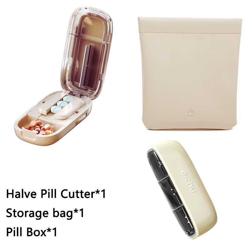 Newest Quartering Pill Cutter Storage Box Portable Drug Tablet Medicine Dustproof Divider Organizer Crusher Pill Cutter