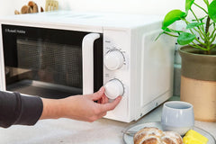 17L Small Microwave White Manual Textures 700W with 5 Power Levels & 30 Min Timer, Defrost Function & Easy Clean, RHM1725