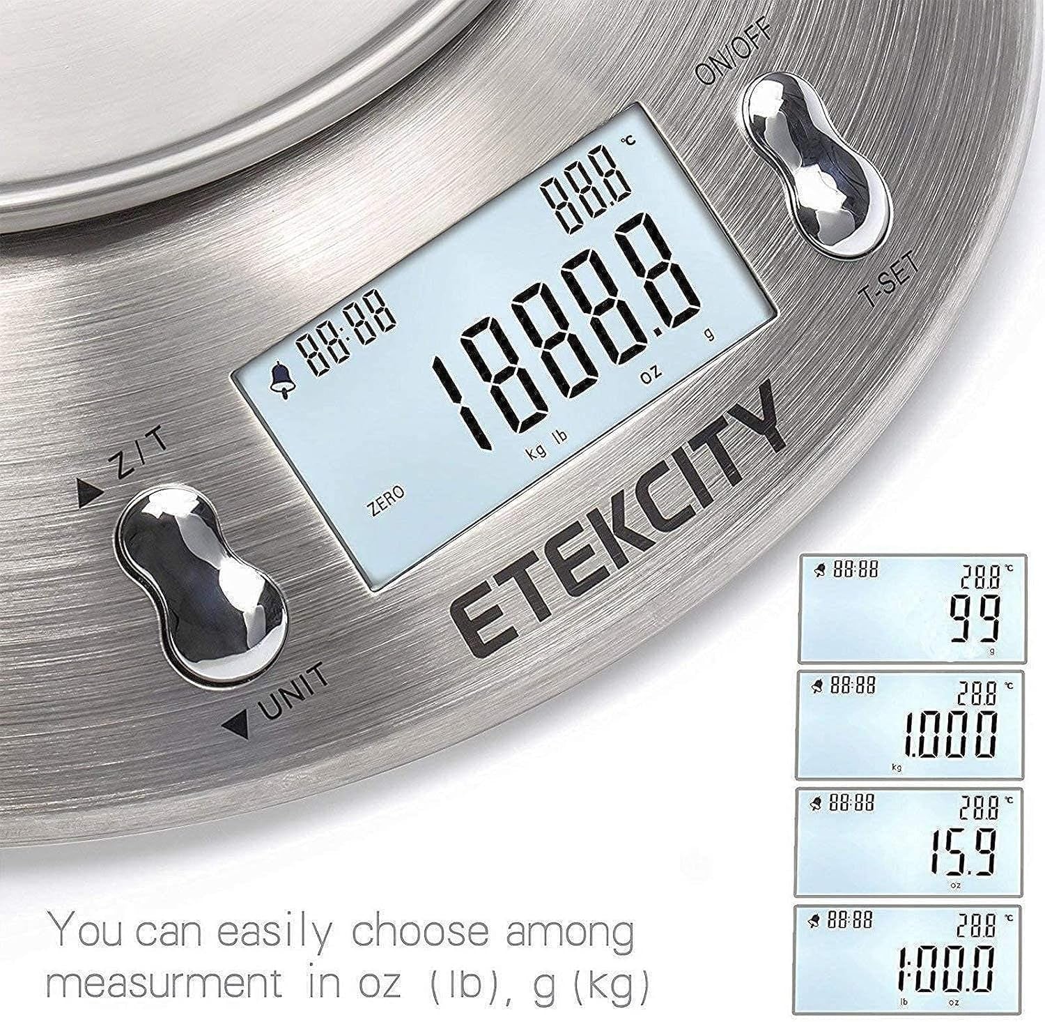 Electronic Kitchen Scales with Stainless Steel Mixing Bowl, Timer and Temperature Sensor, Digital Wet and Dry Food Weighing Scale for Cooking and Baking-11Lb/5Kg