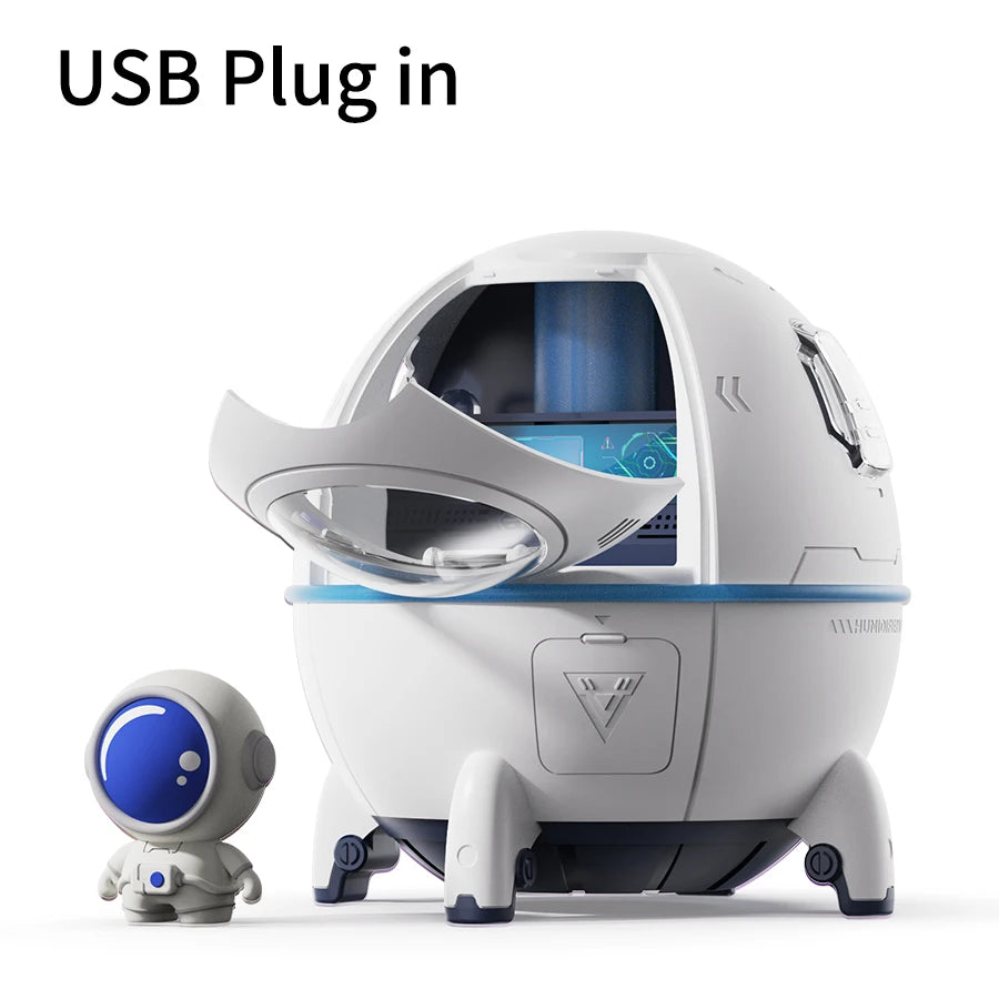 220ML Space Capsule Air Humidifier with USB Rechargeable Mist and 7-Color Atmosphere Light