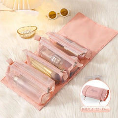 Trousse de maquillage portable polyvalente 4 en 1 : trousses de maquillage détachables de grande capacité pour les voyages