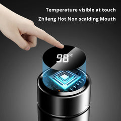 Tea Infuser Thermos: Portable Travel Mug with LCD Touch Screen for Hot or Cold Beverages