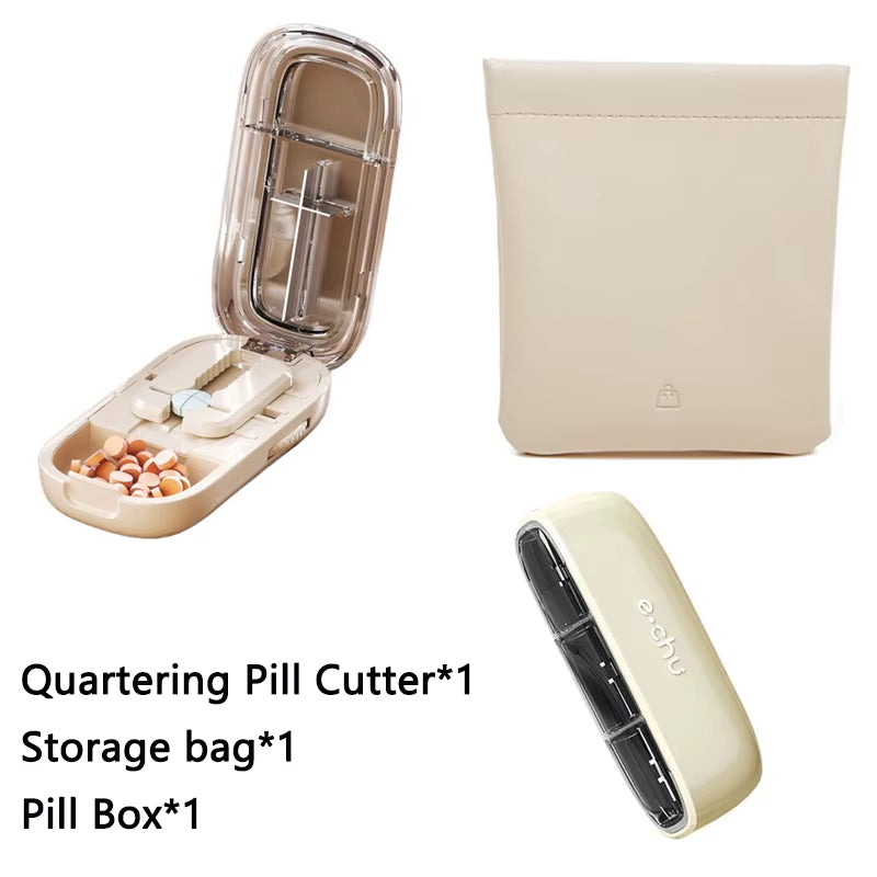 Newest Quartering Pill Cutter Storage Box Portable Drug Tablet Medicine Dustproof Divider Organizer Crusher Pill Cutter