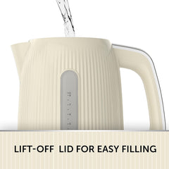 Bold Vanilla Cream Electric Kettle | 1.7L | 3Kw Fast Boil | Cream & Silver Chrome [VKT223]