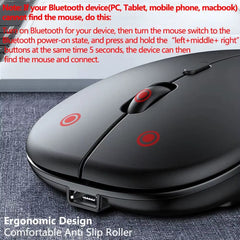 Bluetooth Wireless Optical Mouse, USB Rechargeable for Computer, Laptop, MacBook, and Gaming