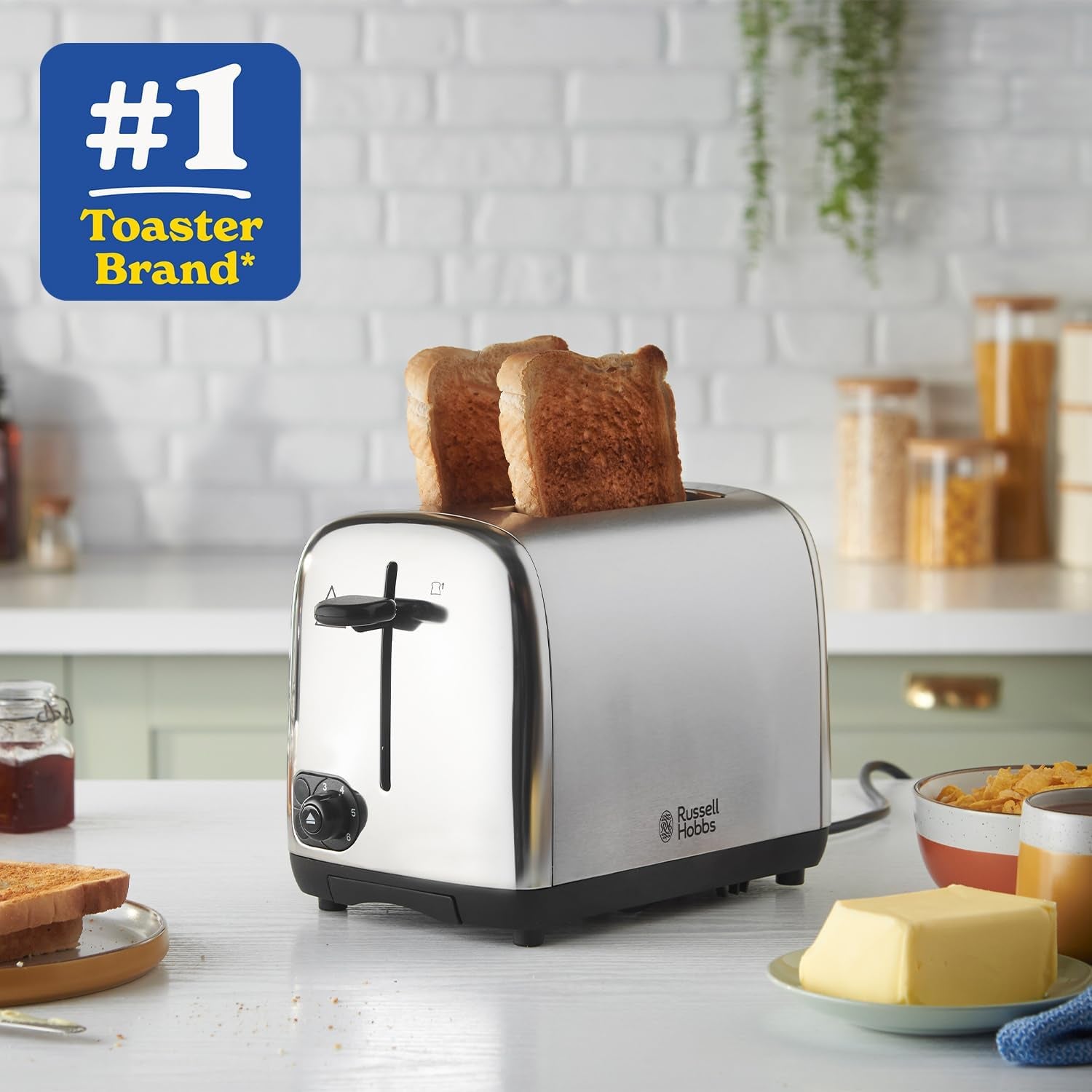 2 Slice Toaster with Perfect Toast Technology for Improved Evenness (Wide Slots, Lift & Look Feature, 6 Browning Levels, Frozen & Cancel Function, 850W, Brushed & Stainless Steel) 24080