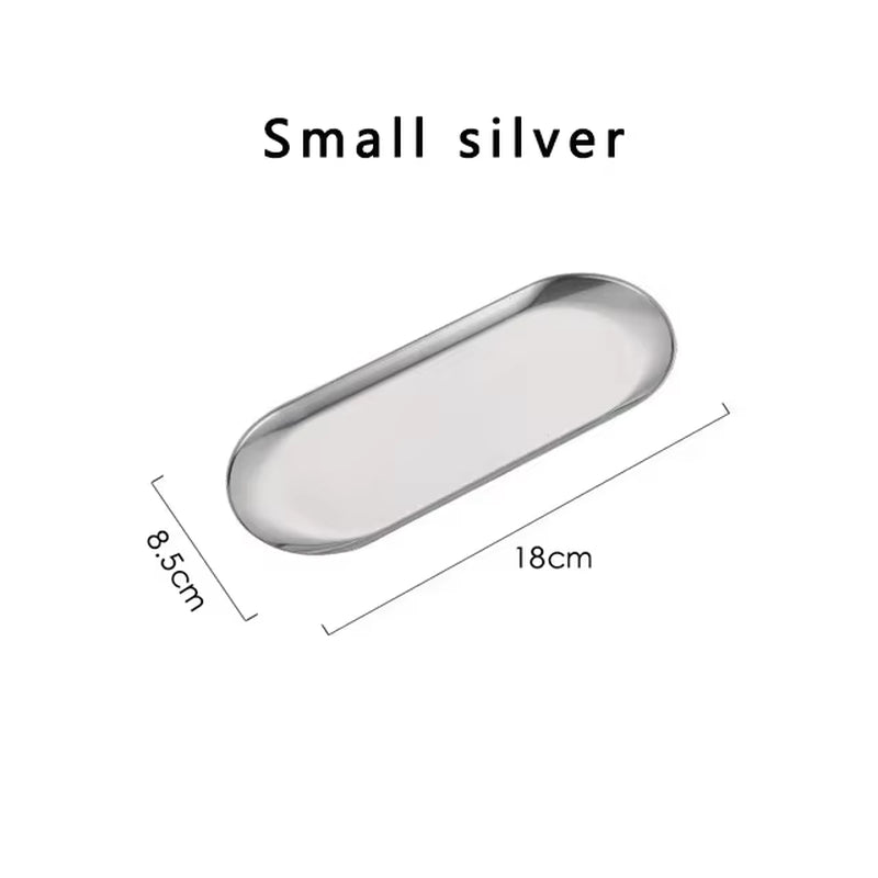 Stainless Steel Gold Dining Plate Dessert Plate Nut Fruit Cake Tray Snack Kitchen Plate Western Steak Kitchen Plate Dish