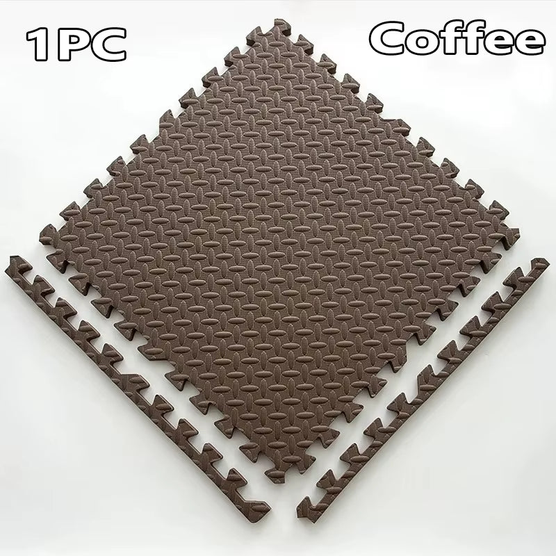 1-16PCS 30*30Cm Sports Gym Protection EVA Leaf Grain Floor Mats Yoga Fitness Non-Slip Splicing Rugs Thicken Shock Room Workout