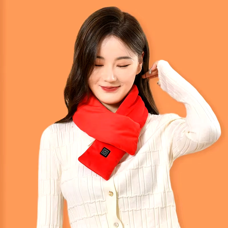 USB Women Men Heating Scarf Temperature Scarf 3 Gears Wrap Fleece Washable Electric Neck Warmer Not Inclound Battery for Camping